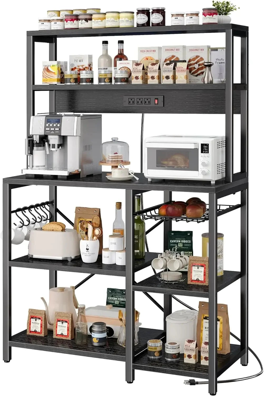 Open Storage Shelves with Power Outlet