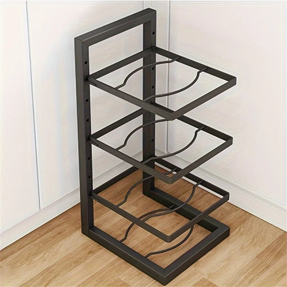 1pc Height Adjustable Three And Four Tier Pot Rack Storage