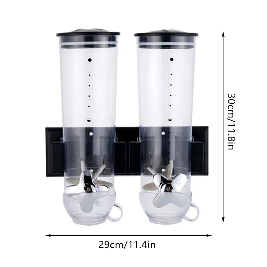 Wall-mounted 2 Barrel Cereal/Grain Dispenser