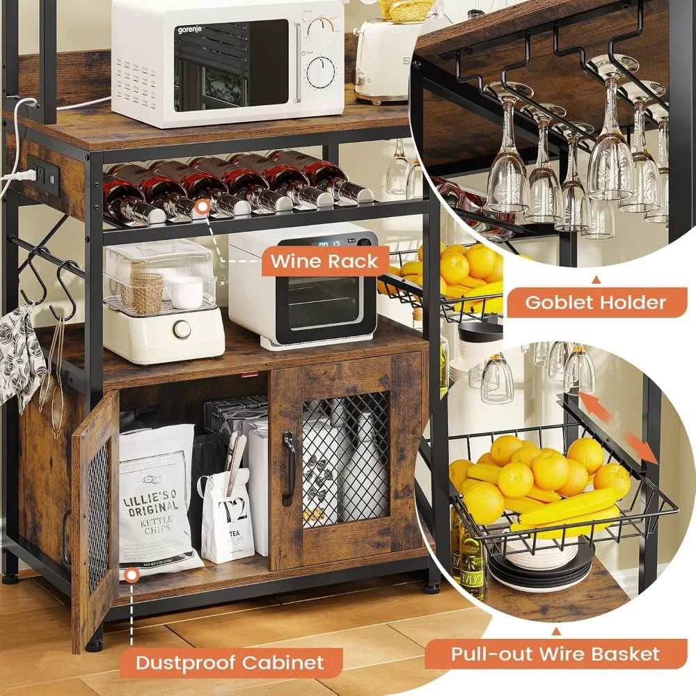 Kitchen Bakers Rack with Storage Shelves