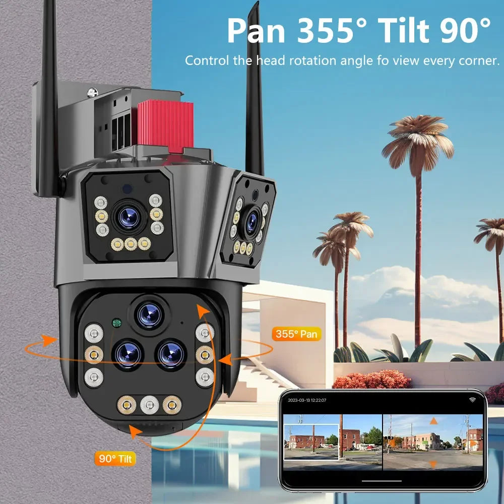 10K 20MP WiFi IP Camera with Five Lenses Home Security Protection and Video Surveillance
