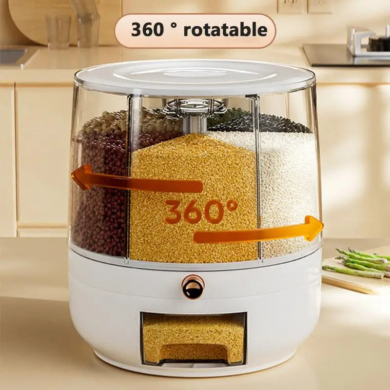 360 Degree Rotating Rice Dispenser/Sealed Dry Cereal Grain Bucket Dispenser