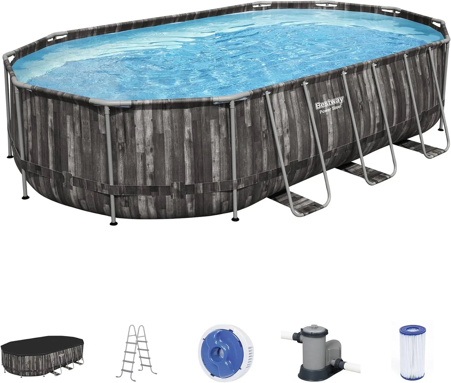 Oval Metal Frame Above Ground Outdoor Swimming Pool Set