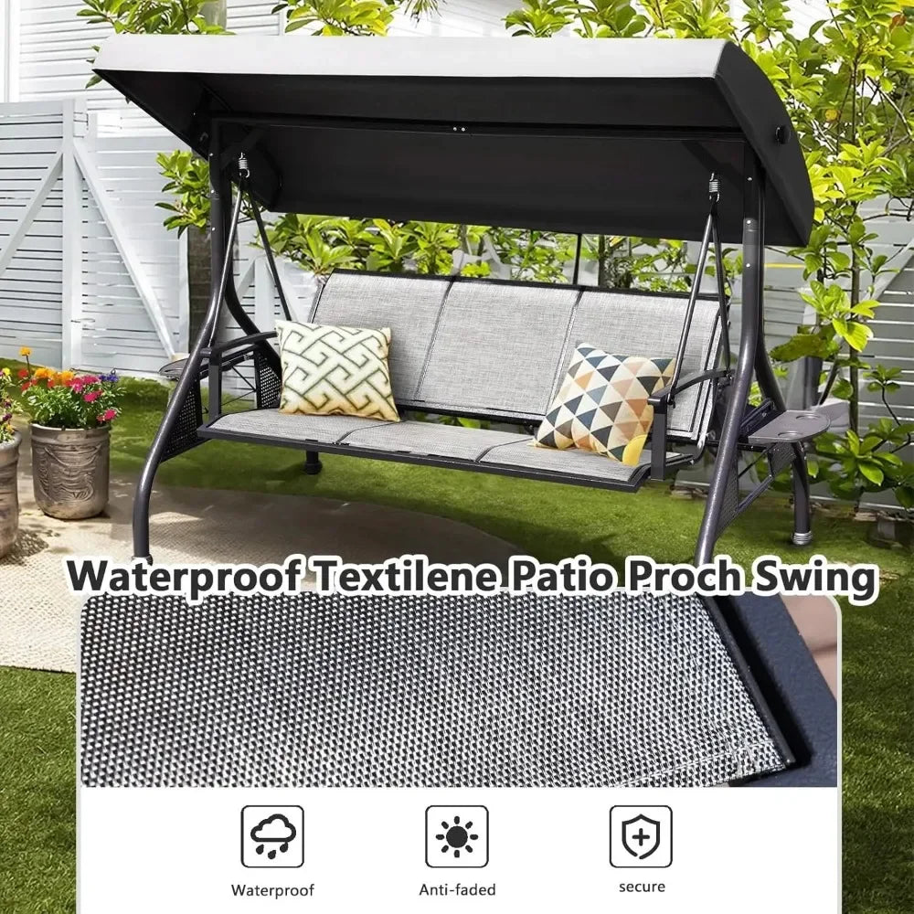 Outdoor Patio Swing with Adjustable Canopy
