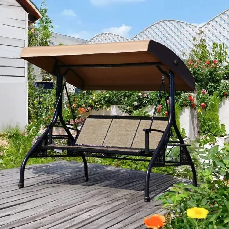 Outdoor Patio Swing with Adjustable Canopy