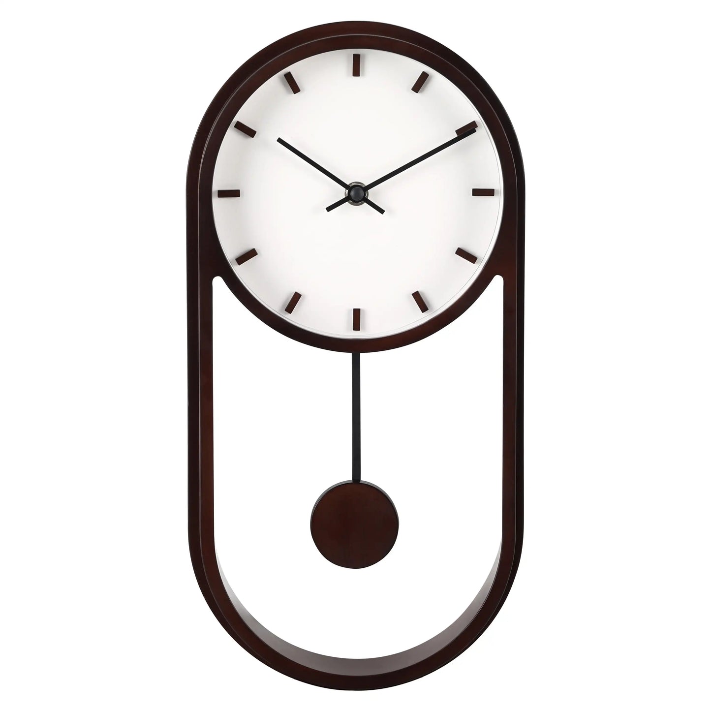 Indoor Faux Wood Pendulum Analog Wall Clock