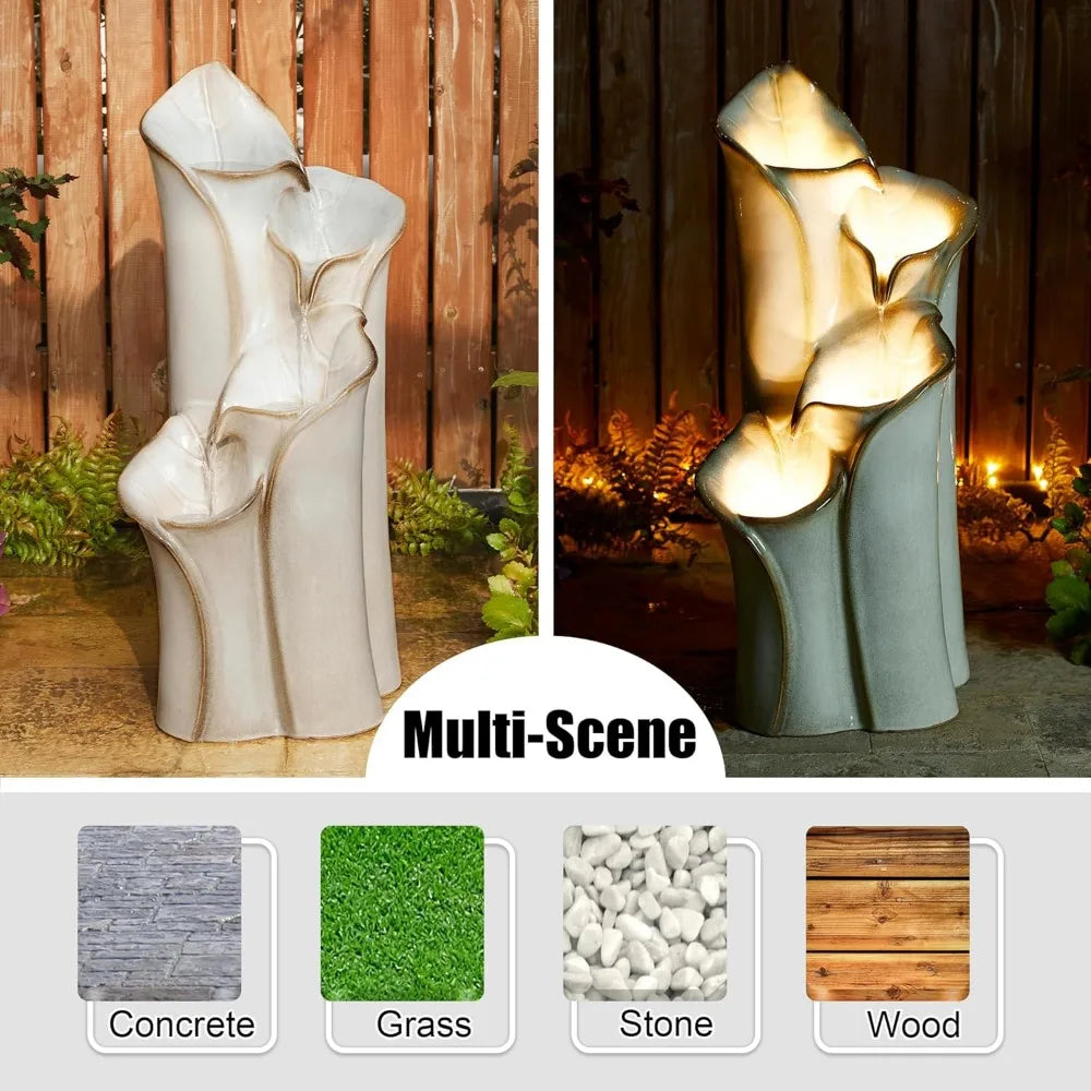 31.25 "H4 Layer Waterfall Fountain with LED Lights and Water Pump