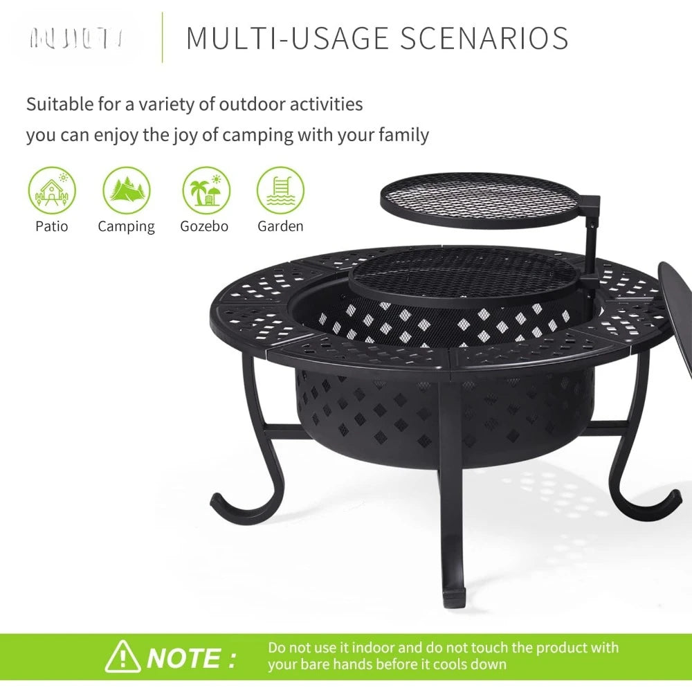 2 Grills, BBQ Large Fires Table for Camping, Heating, Picnics