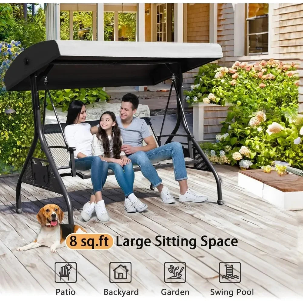 Outdoor Patio Swing with Adjustable Canopy