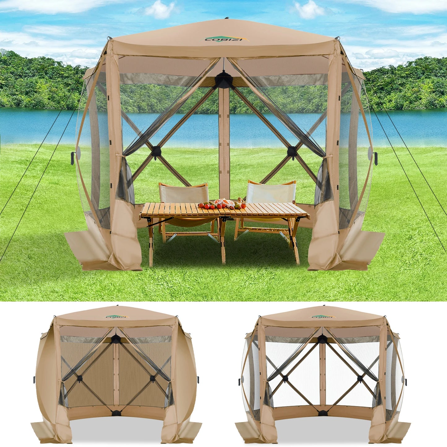 10x10ft, 5 Sided Portable Pop-up Canopy Shelter Tent with Mesh Windows