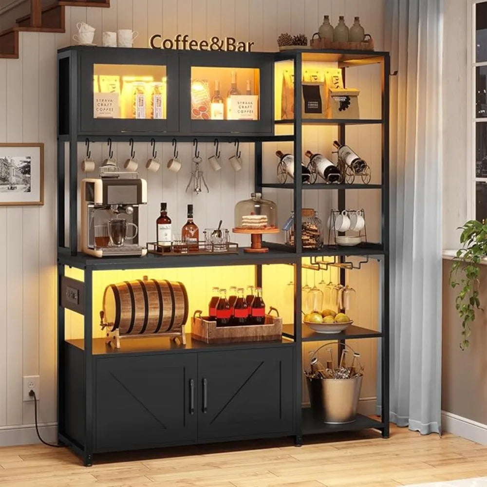 Cabinet Station with Wine Rack & Power Outlet