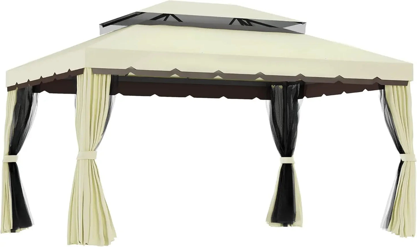 10' x 13' Patio Gazebo, with Netting and Curtains