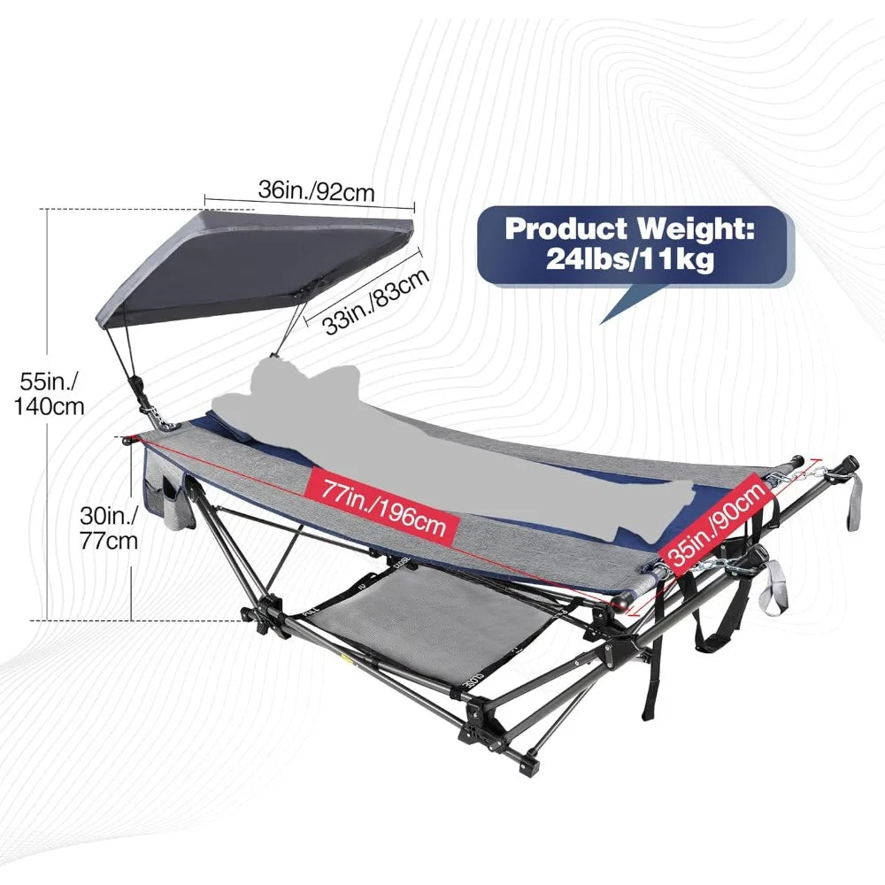 Folding Hammock with Removable Canopy and Pillow
