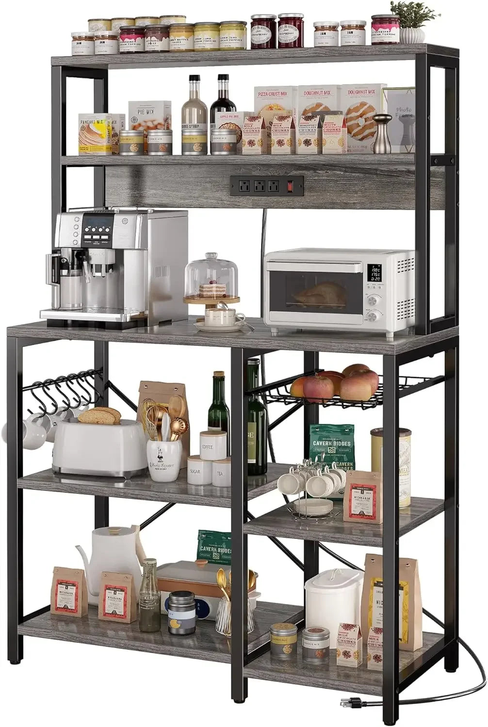 Open Storage Shelves with Power Outlet