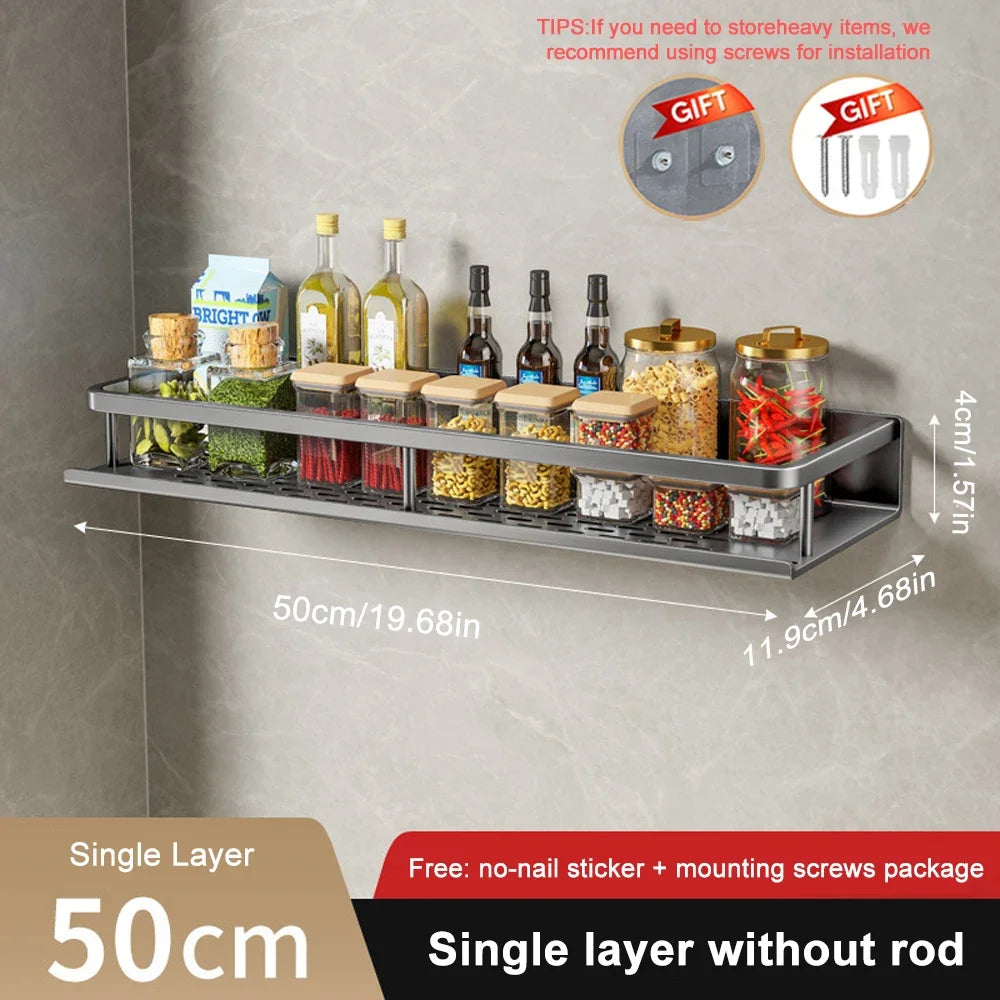 Wall Mounted Spice Rack No Drilling Kitchen Spice Organizer