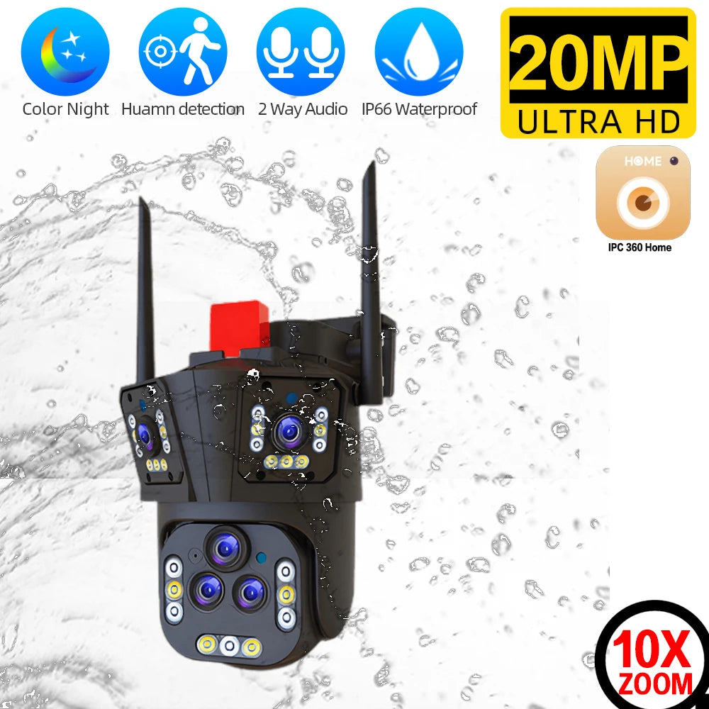 10K 20MP WiFi IP Camera with Five Lenses Home Security Protection and Video Surveillance