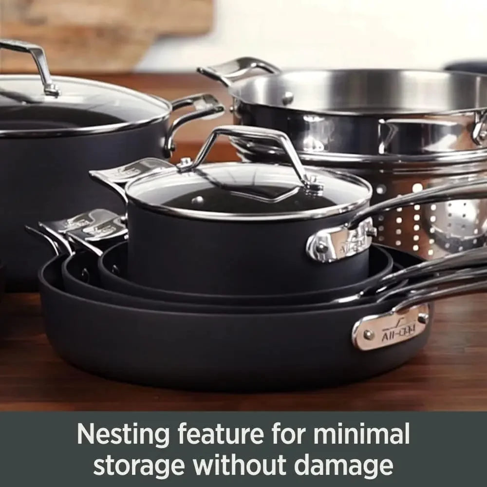 All-Clad Essentials Hard Anodized Nonstick Sauce Pan Set 4 Piece