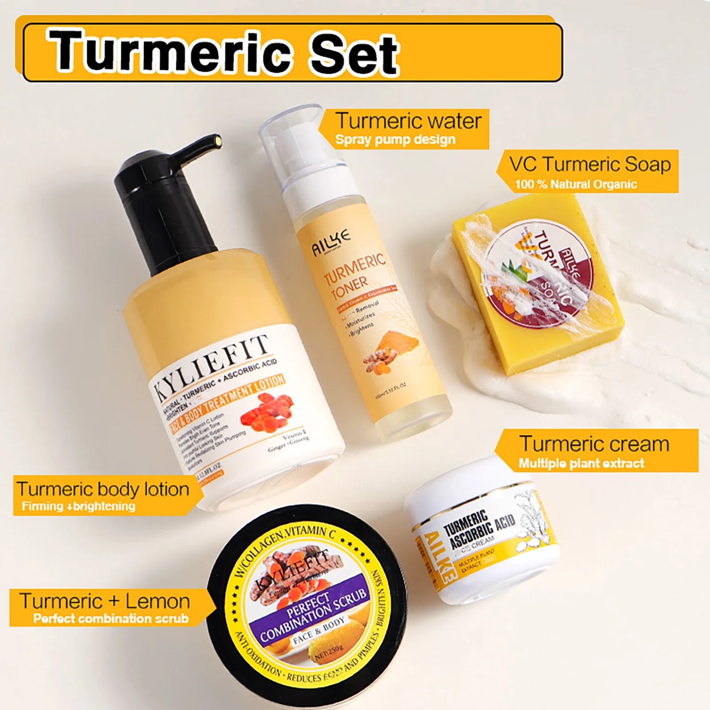 AILKE Turmeric Vitamin C Face & Body Set