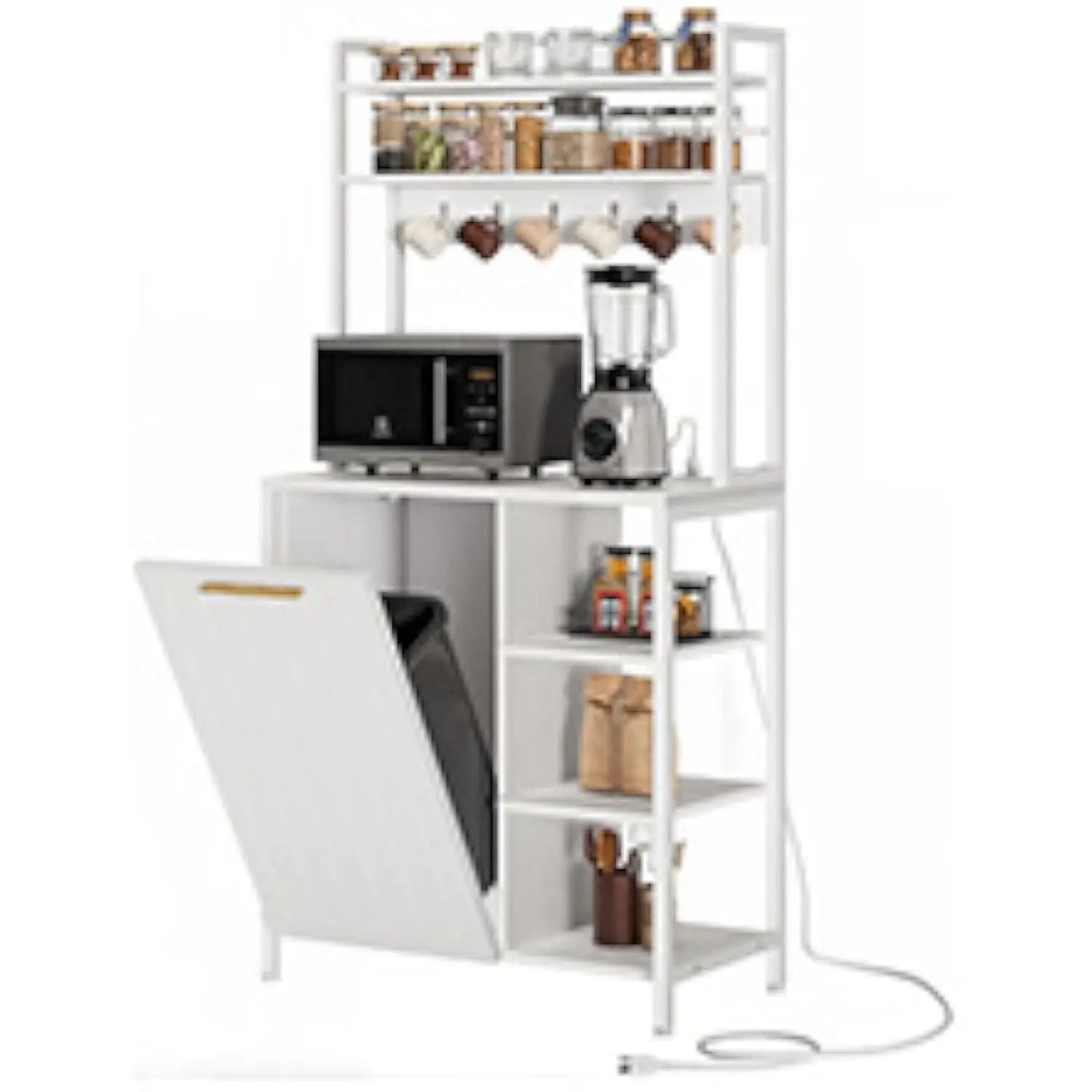 Mini Fridge Stand with Trash Can