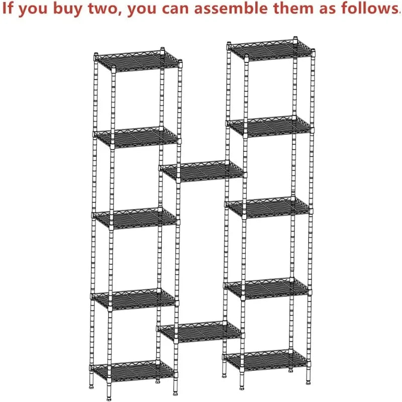 6 Wire Shelving Steel Storage Rack Adjustable