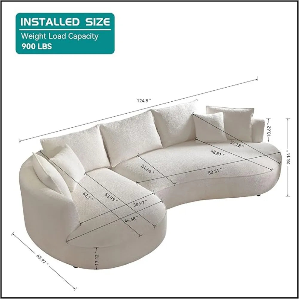 125'' Curved Sofa Cloud