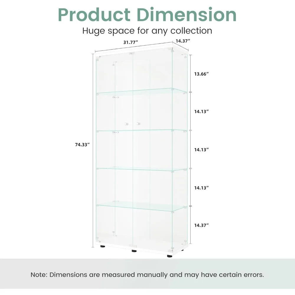 Glass Display Cabinet with 5 Shelves