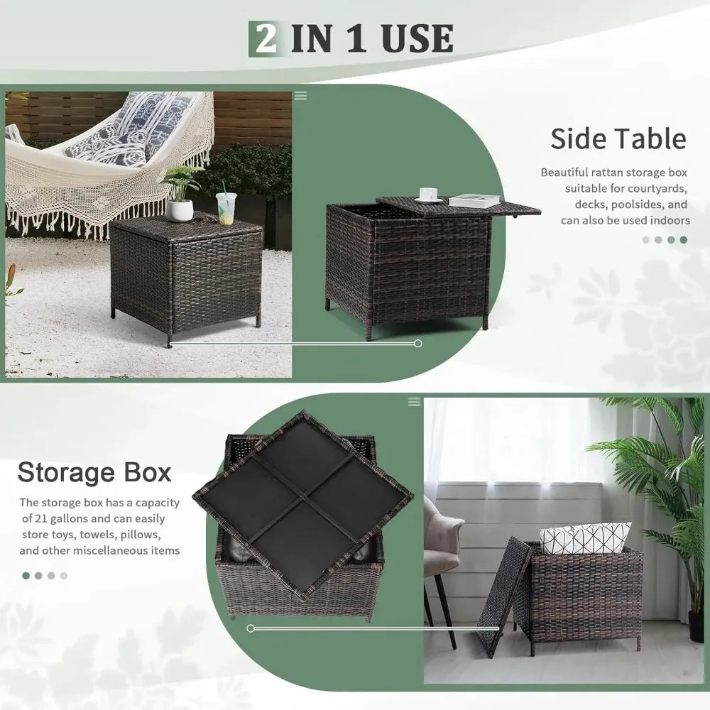 Outdoor Side Table with 27-Gallon Storage Box