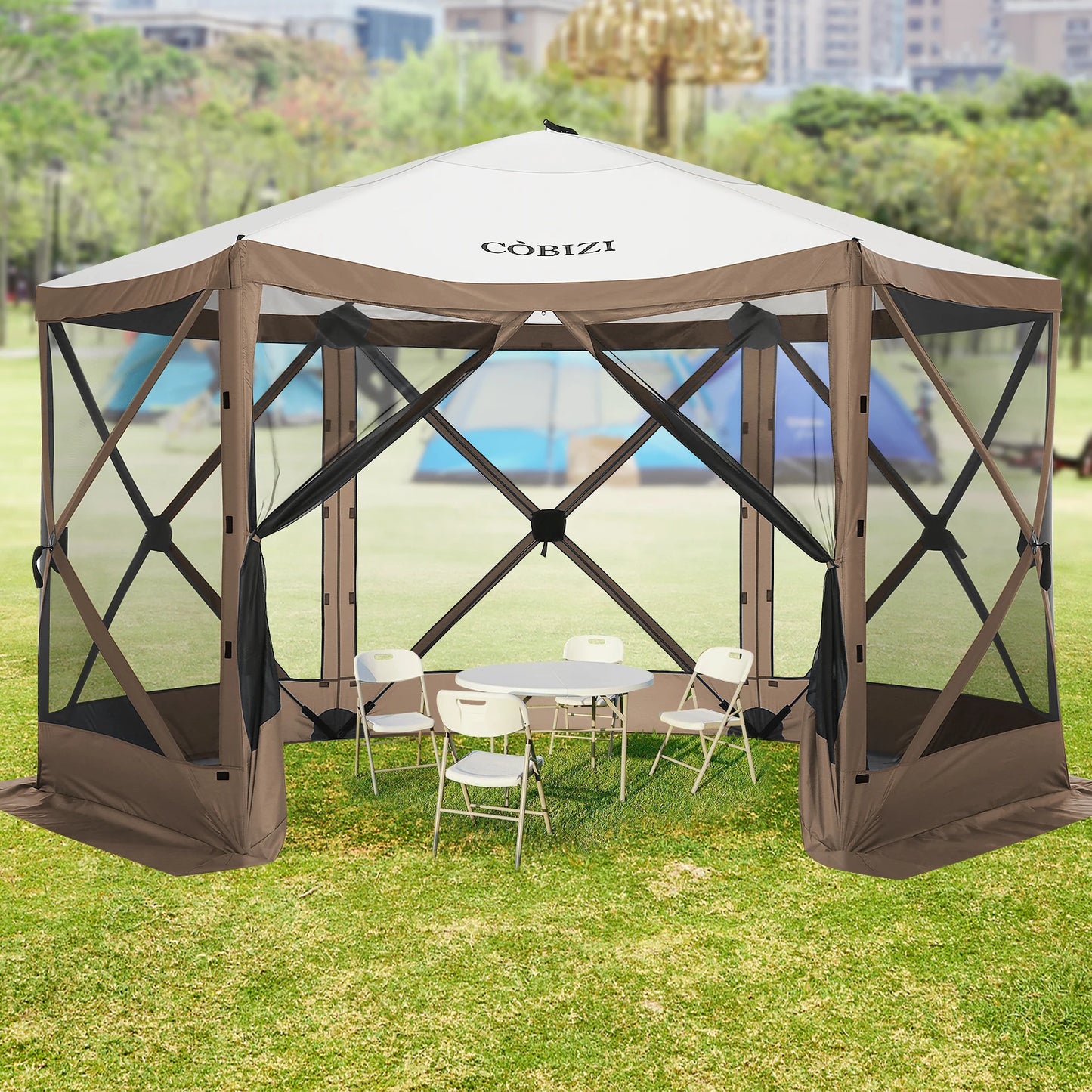 12x12ft Pop up Gazebo Screen House Tent with Mosquito Netting