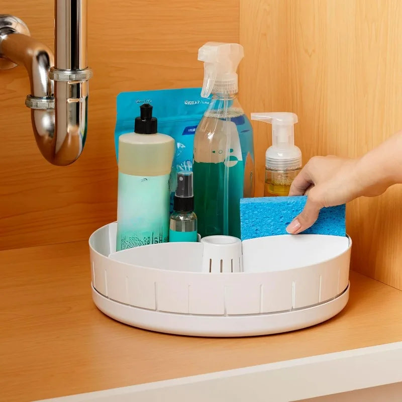 Under Sink Turntable with Adjustable Dividers