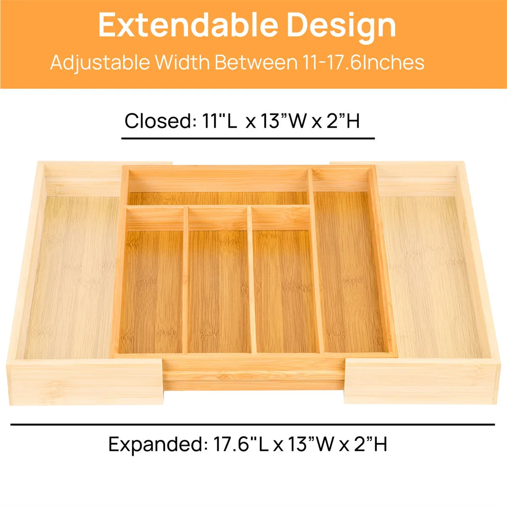 Expandable Bamboo Kitchen Drawer Organizer