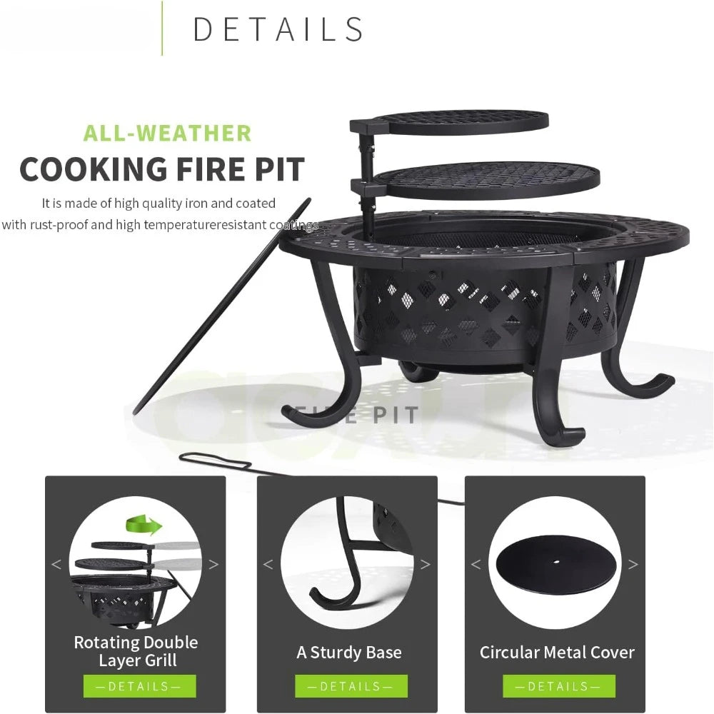 2 Grills, BBQ Large Fires Table for Camping, Heating, Picnics