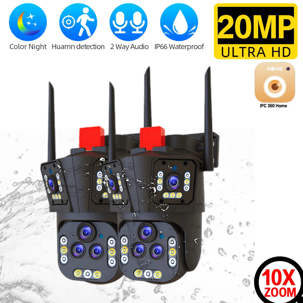 10K 20MP WiFi IP Camera with Five Lenses Home Security Protection and Video Surveillance