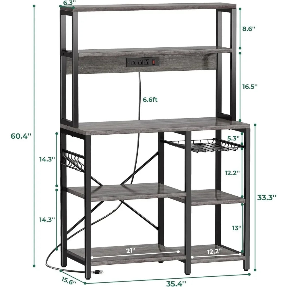 Open Storage Shelves with Power Outlet