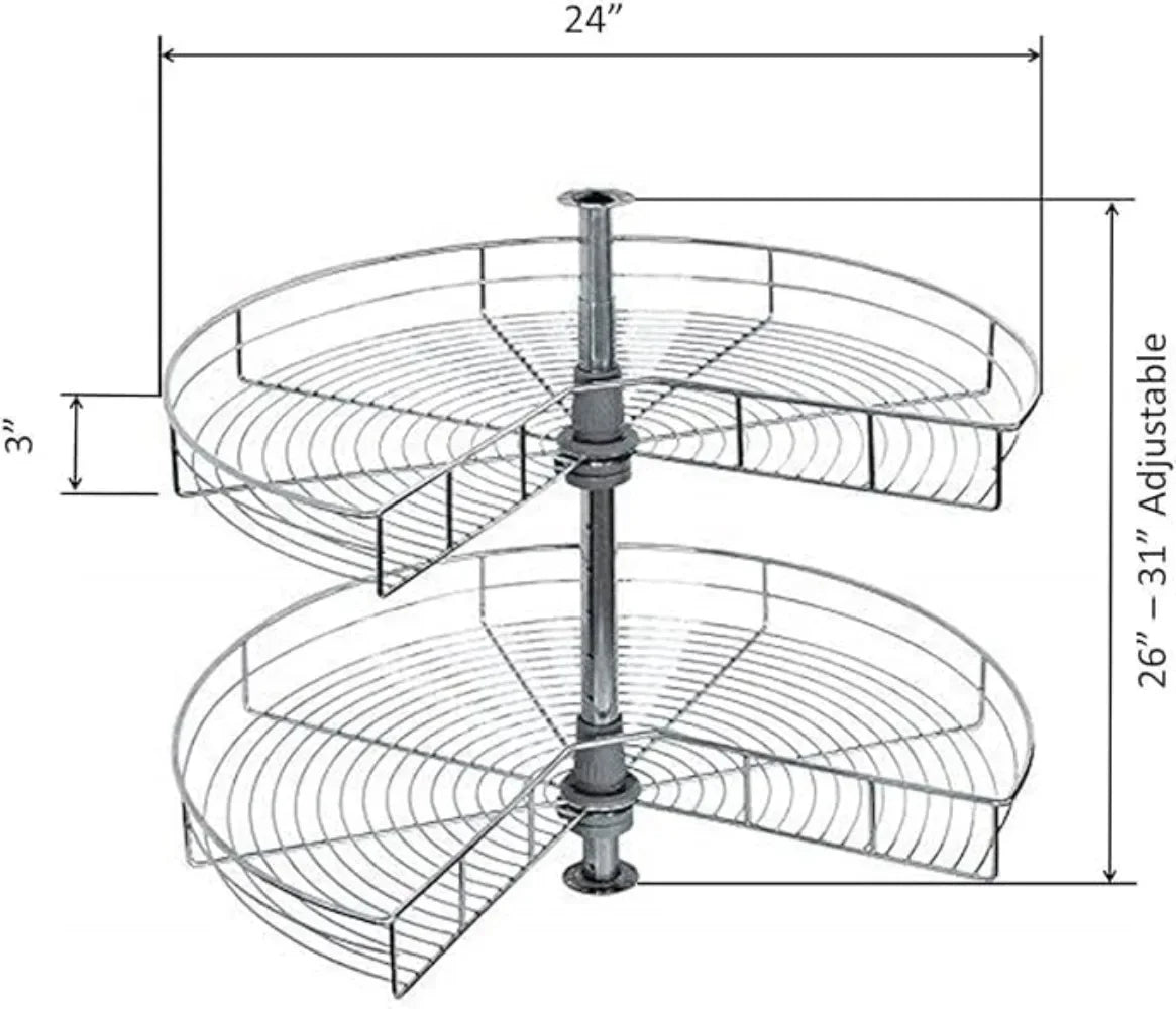 24" Kidney Lazy Susan, 2 Shelves