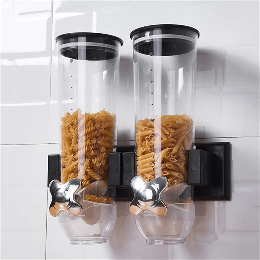 Wall-mounted 2 Barrel Cereal/Grain Dispenser
