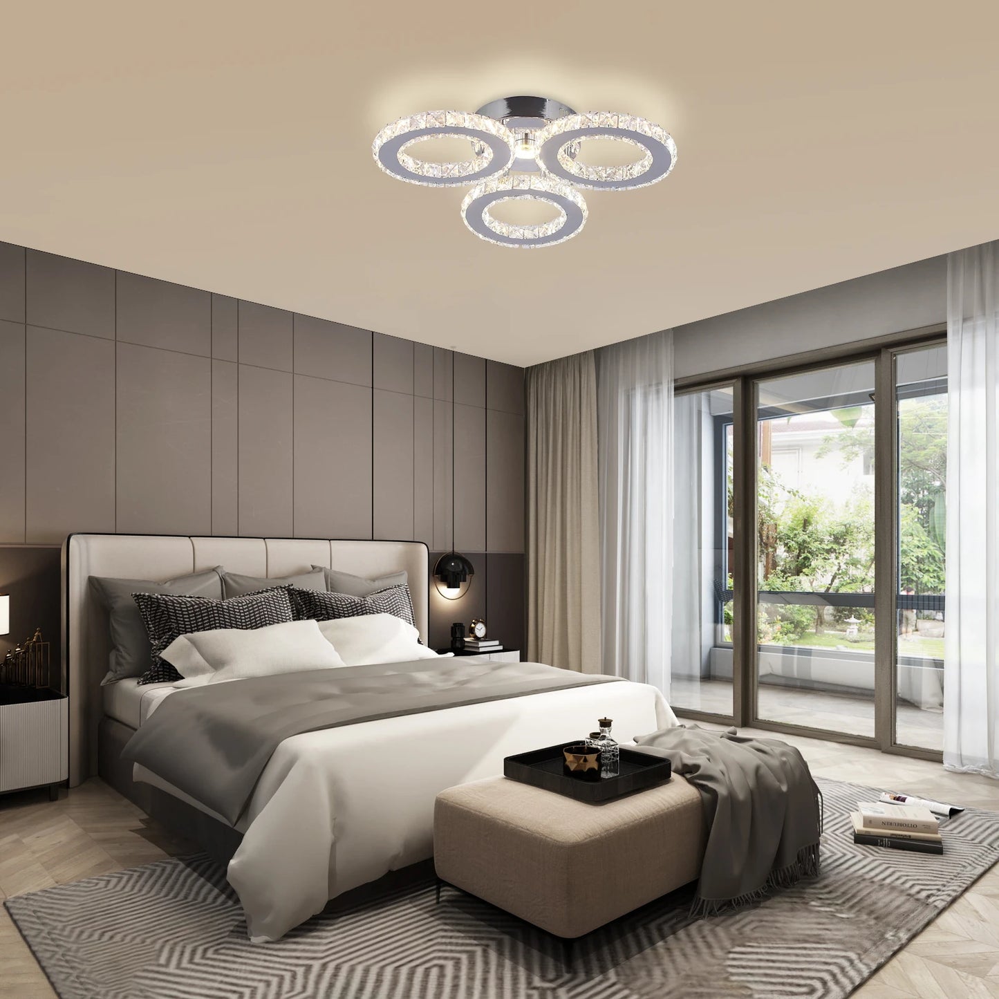 3-Circle Crystal Dimmable Ceiling Light