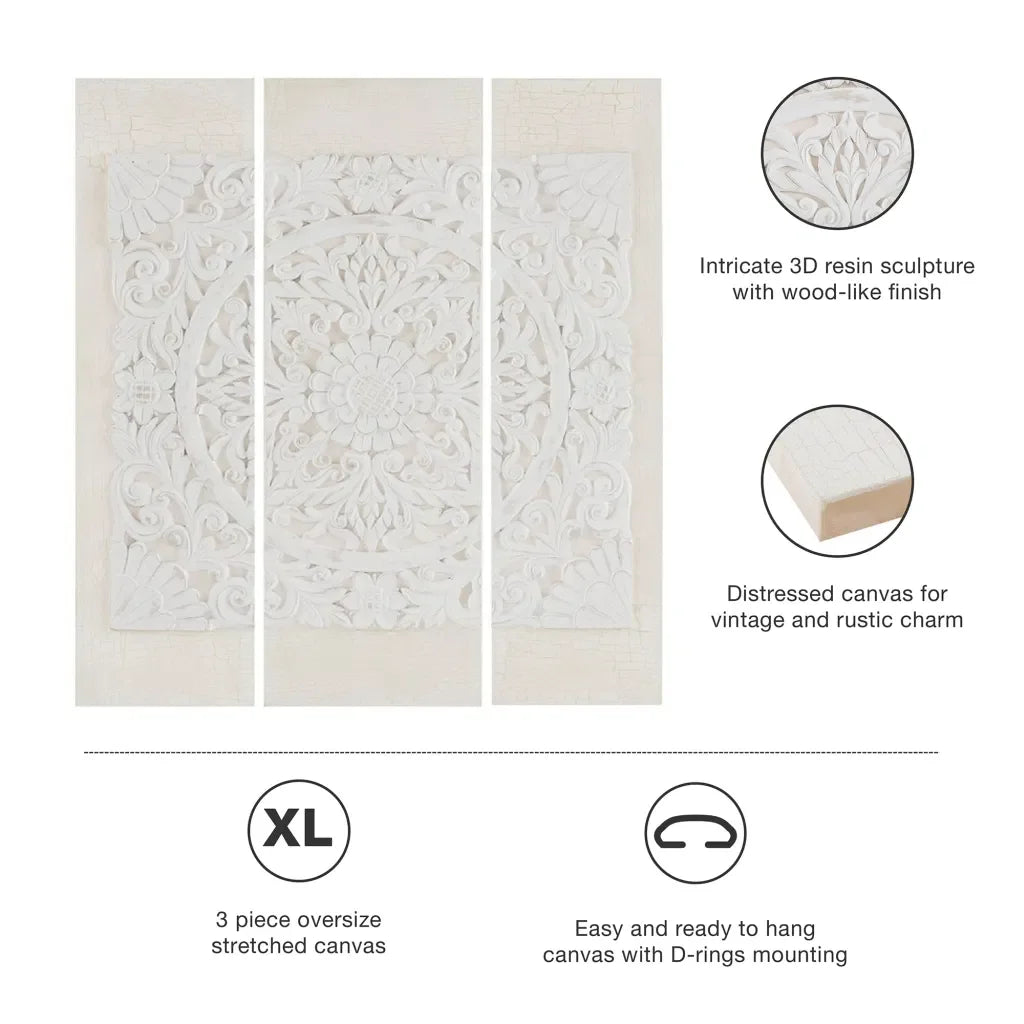 3-piece Dimensional Resin Canvas Wall Art Set
