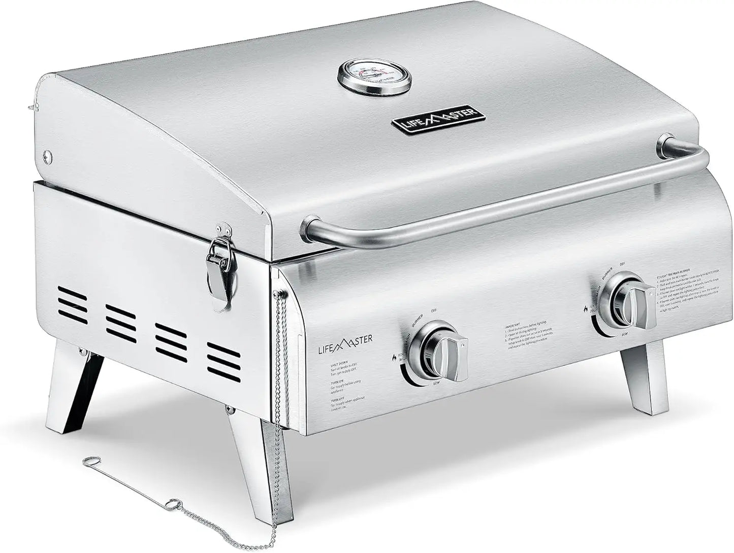 Portable Stainless Steel Gas Grill - 2 Burners