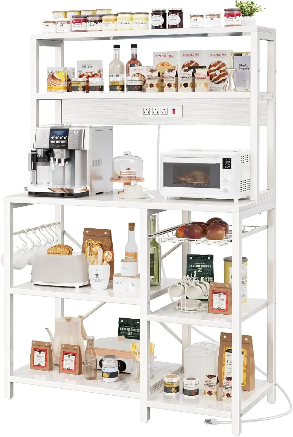 Open Storage Shelves with Power Outlet