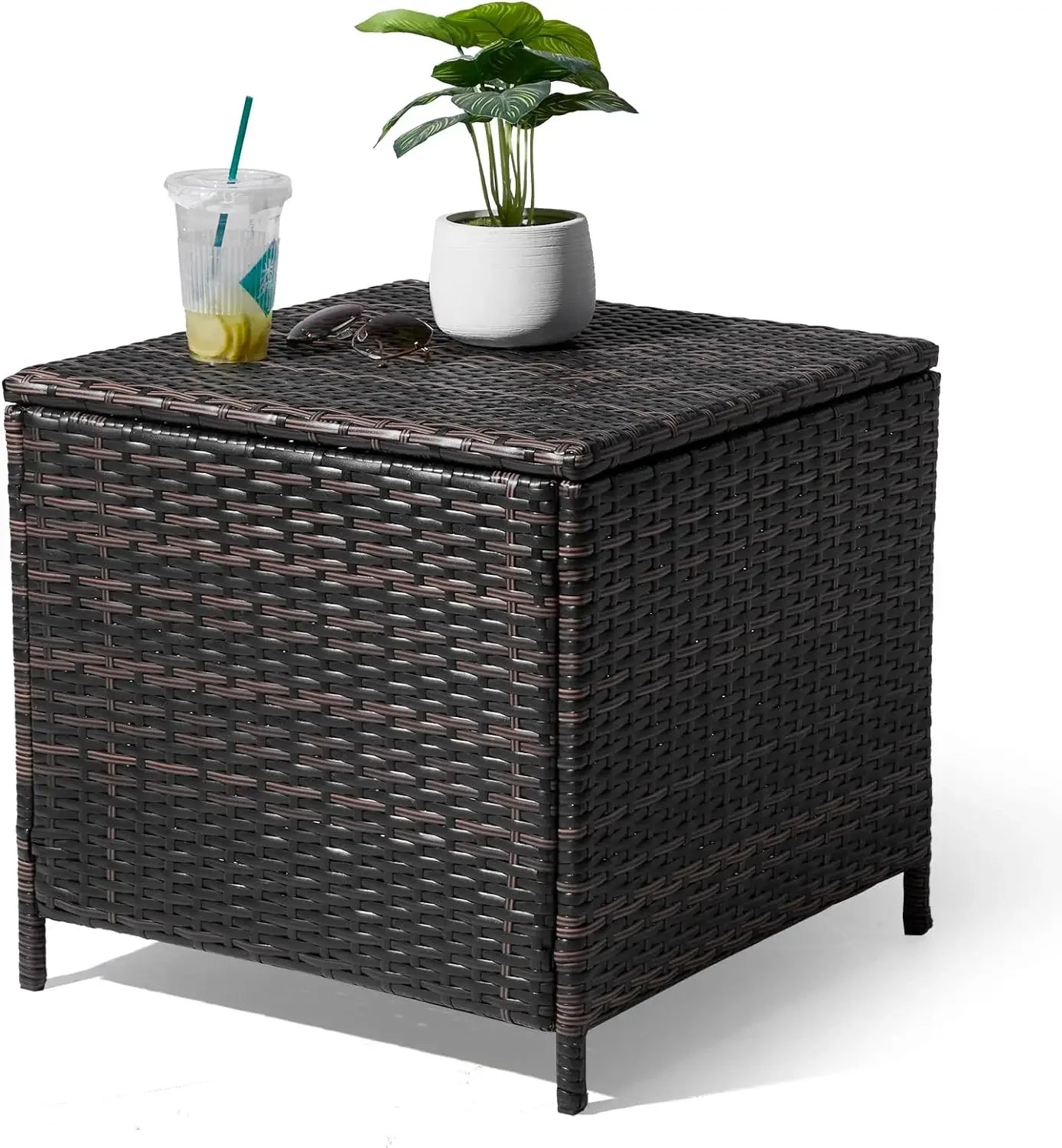 Outdoor Side Table with 27-Gallon Storage Box