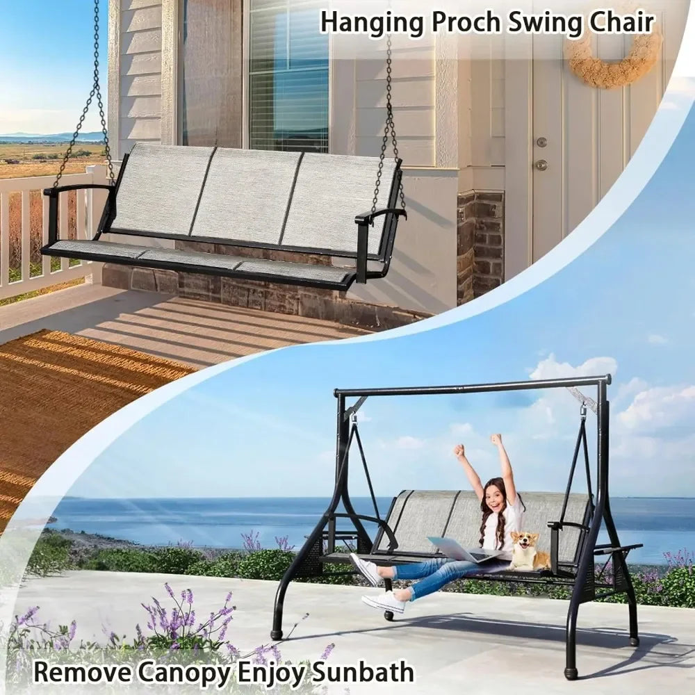 Outdoor Patio Swing with Adjustable Canopy