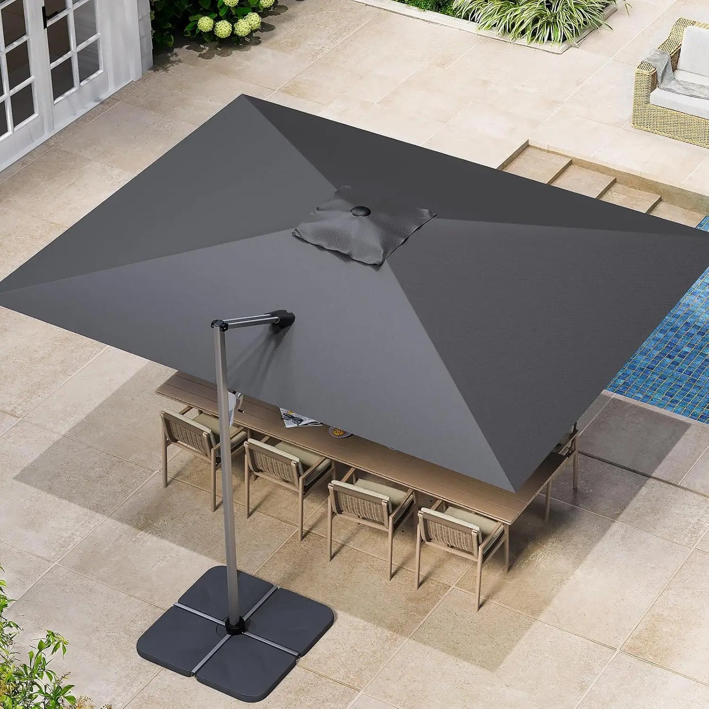 Cantilever Patio Rotation Rectangular Outdoor Umbrella