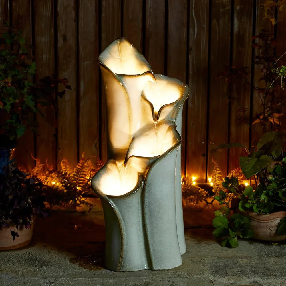 31.25 "H4 Layer Waterfall Fountain with LED Lights and Water Pump