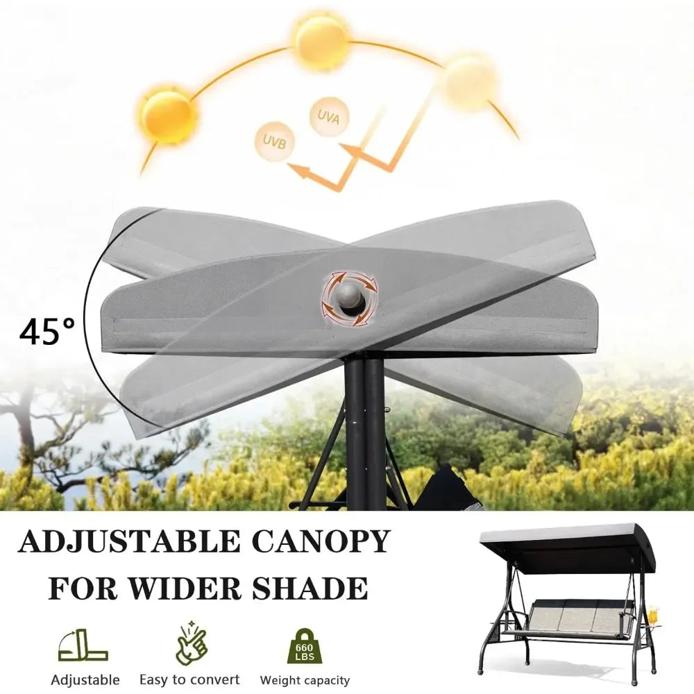 Outdoor Patio Swing with Adjustable Canopy