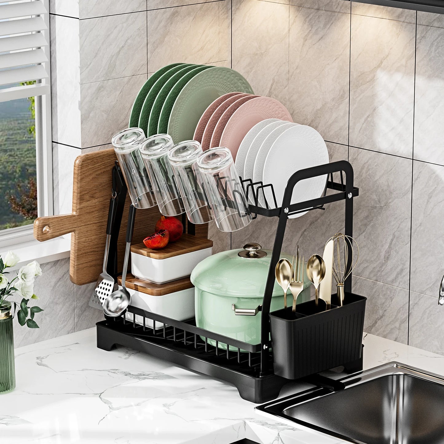 2 Tier Large Dish Drying Rack