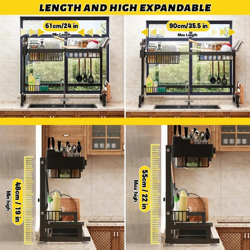 Through The Sink Dish Drying Rack (height/length Can Be Extended)
