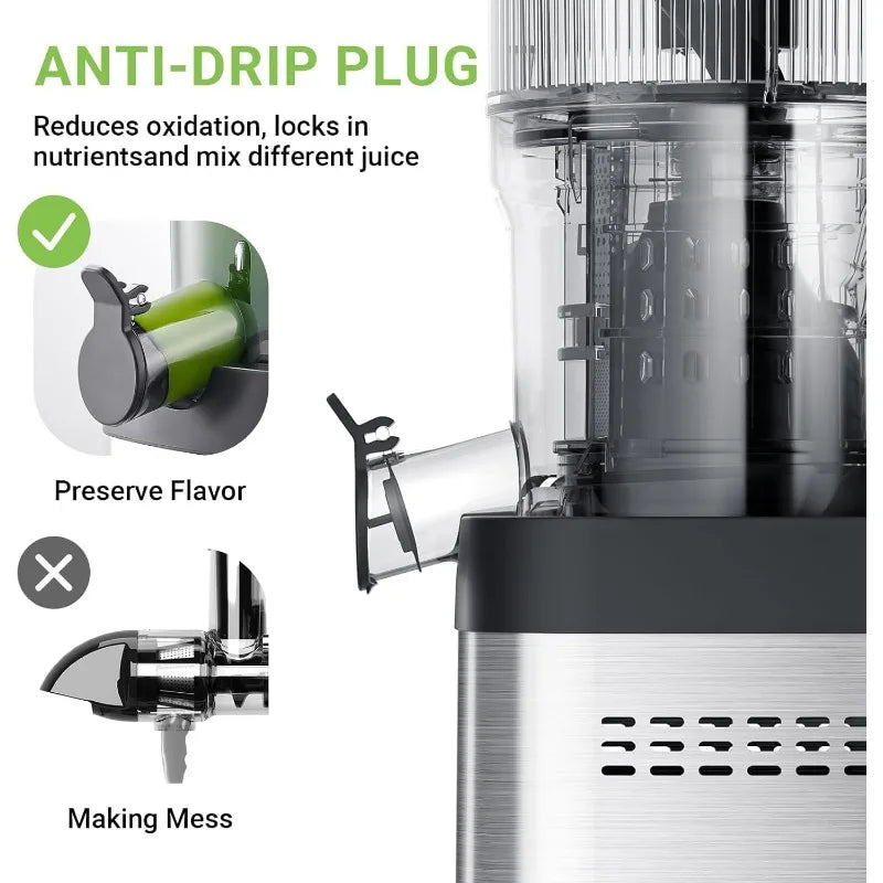 Cold Press Juicer,5 .2" Large Feed Chute for Whole Fruits & Vegetables,