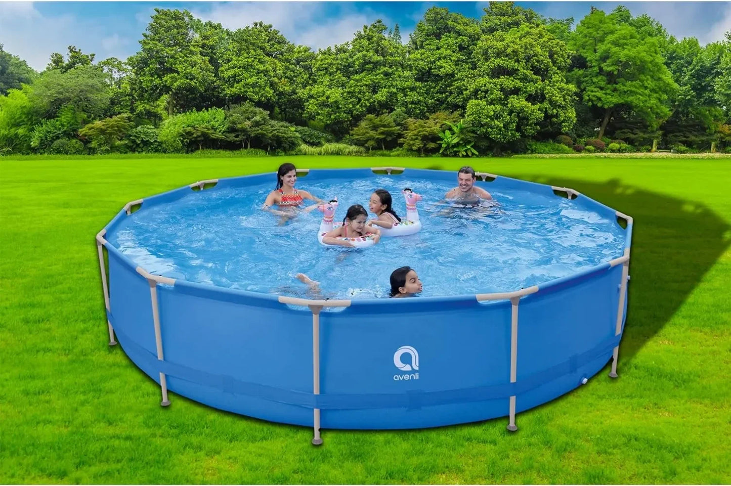 Round Steel Frame Above Ground Swimming Pool with Triangle Lock Frame