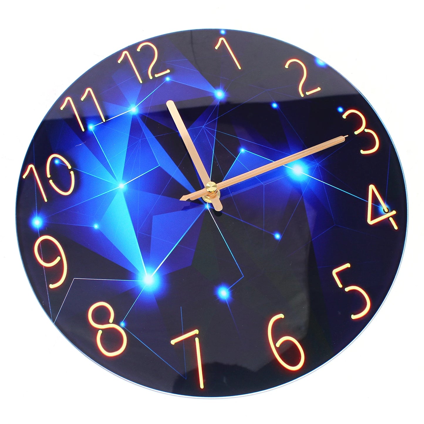 12" Silent Blue Diamond Round Wall Clock