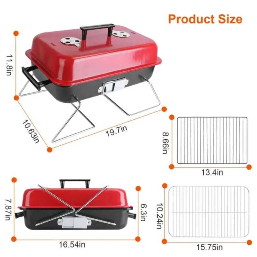 Portable Charcoal BBQ Folding Grill with Cover